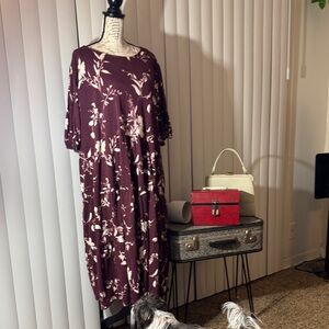 Ava & Viv Maroon Floral Midi Dress